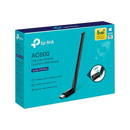 Adaptador USB Wireless TP-Link AC600 Dual Band Archer T2U Plus