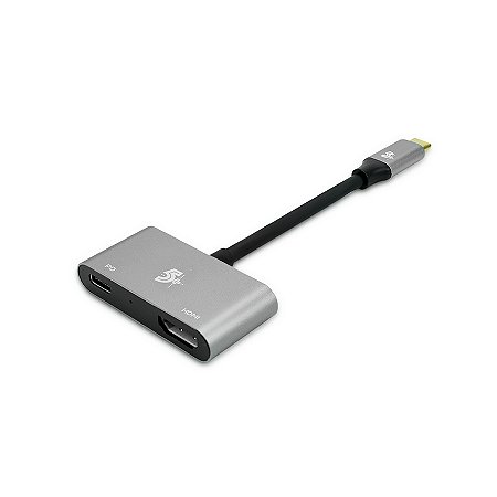 Cabo Conversor USB-C 2 em 1 para HDMI e USB C Alum 5+ -  018-7454