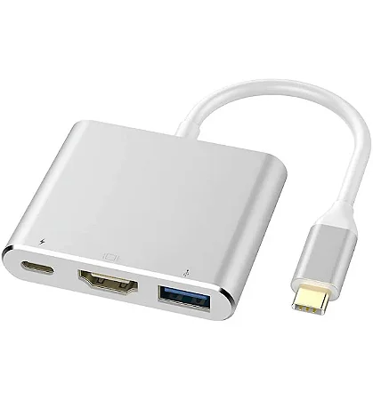 Cabo Conversor USB-C 3 em 1 para  Usb 3.0 x Hdmi x Type-C