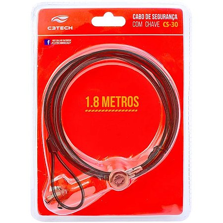 Cabo de Segurança para Notebook com Chave C3 Tech - CS-30