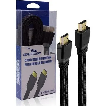 Cabo HDMI 1.5MT 1.4 c/ Cabo Trançado em Malha Grasep D-H4K01 Preto