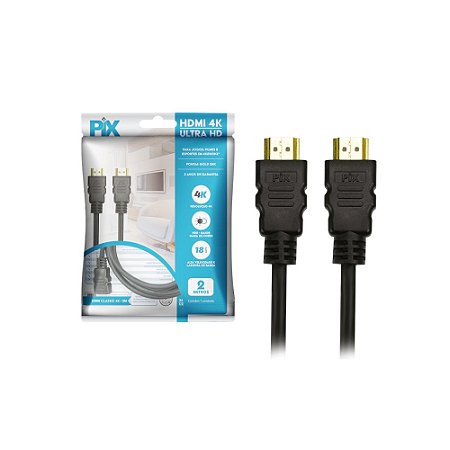 Cabo HDMI 2MT Pix Ultra HD 3D 2.0. 4K 19 Pinos  018-2222