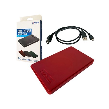 Case p/ HD e SSD 2.5" USB 2.0 Vermelha Exbom CGHD-20B