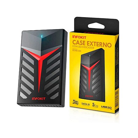 Case p/ HD e SSD 2.5'' Gamer  Usb 3.0 Fast 5 Gbps UASP 3TB ECASE-350
