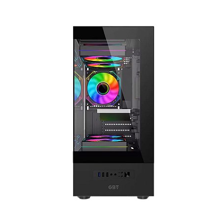 Gabinete Gamer Gbt Lateral e Frontal Vidro 3Fan Rainb Preto GBT-X500MB