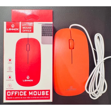 Mouse Óptico Usb Básico Office Vermelho Lehmox - LEY-1564