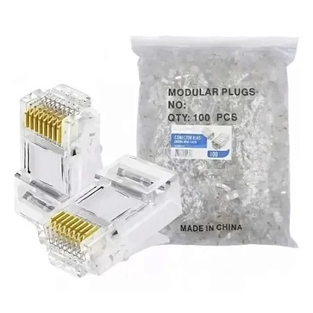 Plug Modular 8x8 RJ45 CAT5E Pacote com 100 pcs - RJ45M
