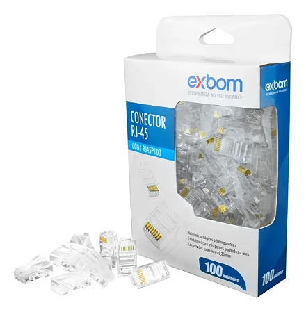 Plug Modular 8x8 RJ45 CAT6E Pacote com 100 pcs - RJ456M