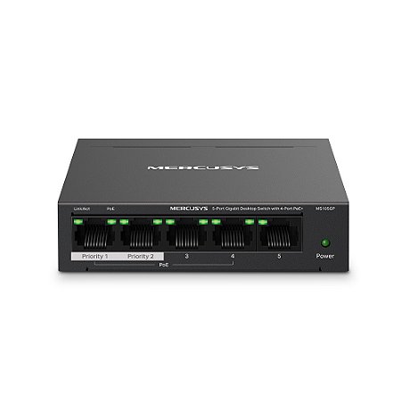 Switch Mercusys 05pt MS105GP Gigabit, C/4 Portas PoE+