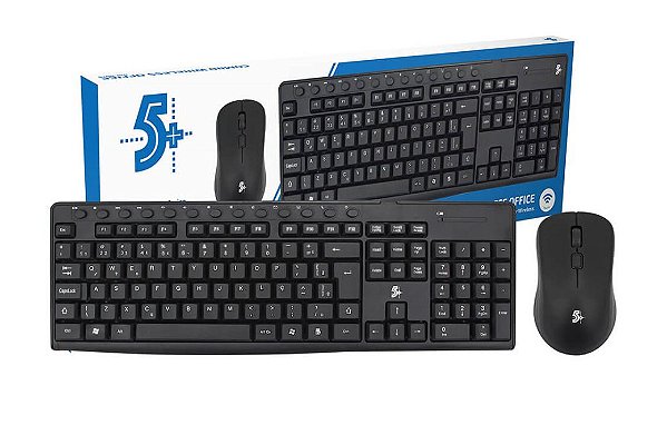 Teclado e Mouse Sem Fio Office 5+ 015-0079