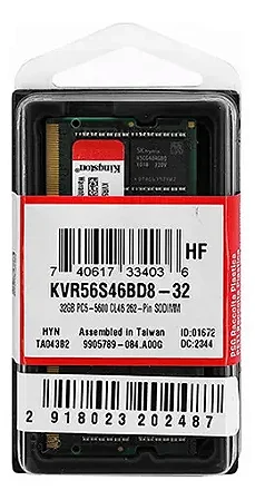 MEM NOTEBOOK 32GB DDR5 5600 MHZ KINGSTON CL46 KVR56S46BD8-32