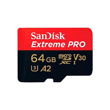 CARTAO MEM MICROSD EXTREME PRO 64GB SANDISK 200MBS 4K P/ Câmeras de Ações / Drones & Smartphones SDSQXCU-64G-GN6MA