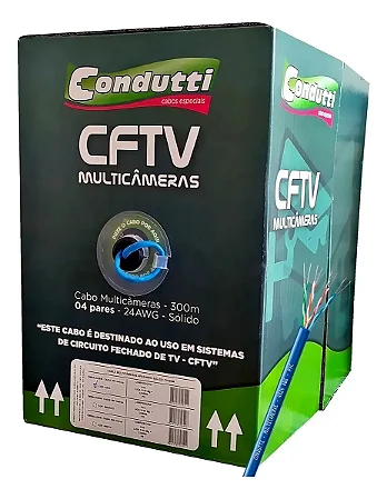 Cabo de Rede Multicameras CFTV Caixa Com 300mts Azul - Condutti