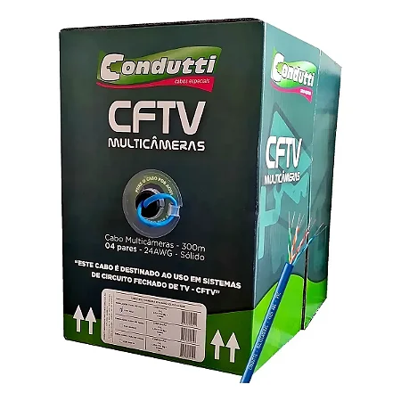 Cabo de Rede Multicameras CFTV Caixa Com 300mts Preto - Condutti