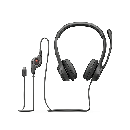 Headset Logitech H390 USB-C, Controle de Volume, Preto - 981-001575