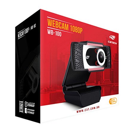 Webcam C3 Tech Full Hd 1080p WB-100BK Com Microfone