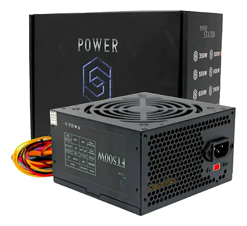 Fonte 500W Power Station Bivolt Preto com Cabo - FT500WPS