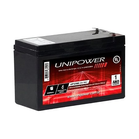 BATERIA ESTACIONÁRIA SELADA VRLA 12V 9AH MOD.UP1290 UNIPOWER