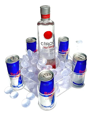 Balde de Combo em Acrilico Incolor 5 enegeticos redbull 1 garrafa