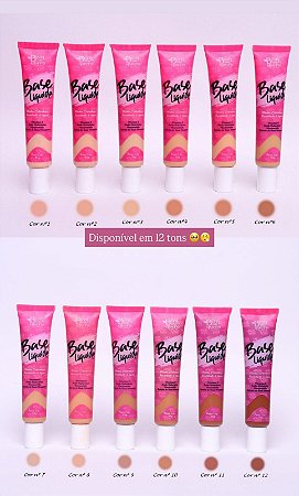 Base Líquida Facial 12 Tons Diversos