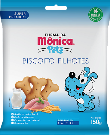 TURMA DA MONICA - BISCOITO FILHOTES SABOR LEITE 150 gramas