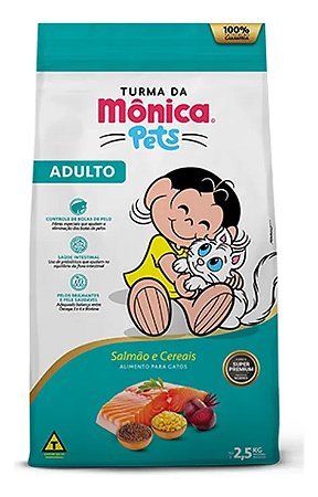Ração Gato Adulto Salmão E Cereais Turma Da Monica 2,5kg