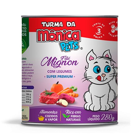 Filé Mignon com legumes turma da Mônica Pets para Gatos 280gramas