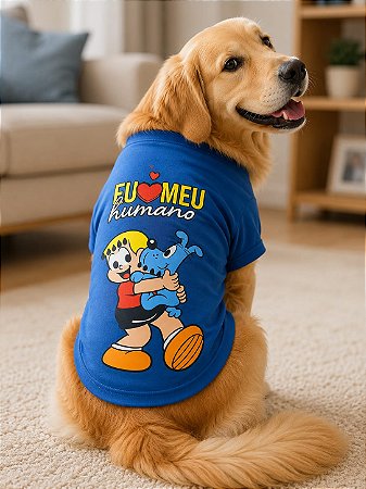 Camiseta T-Shirt Pet Turma da Mônica Pets Azul EXG