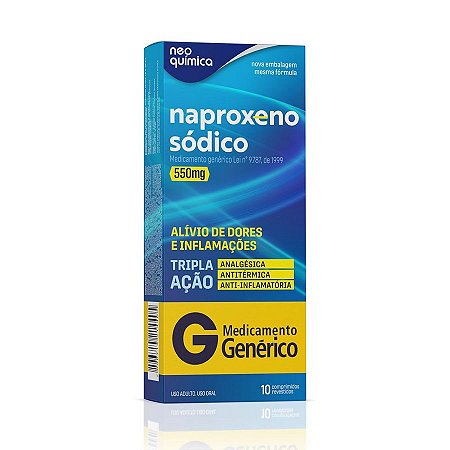 Naproxeno Sódico 550mg com 10 Comprimidos