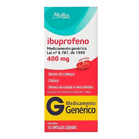 Ibuprofeno 400mg Medley com 10 Cápsulas