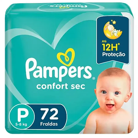 Fralda Pampers Confort Sec Super Bag P com 72