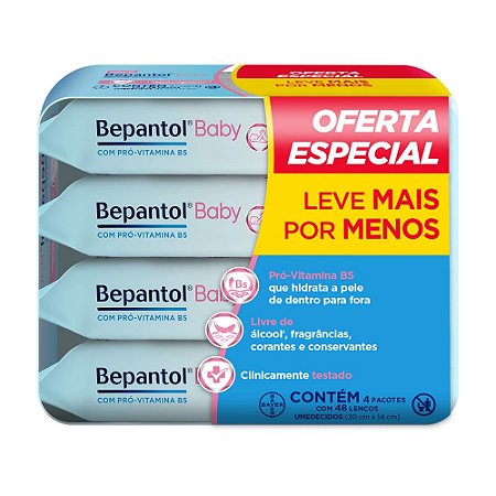 Lenços Bepantol Baby 48 un (Pack Leve 4 Pague 3)