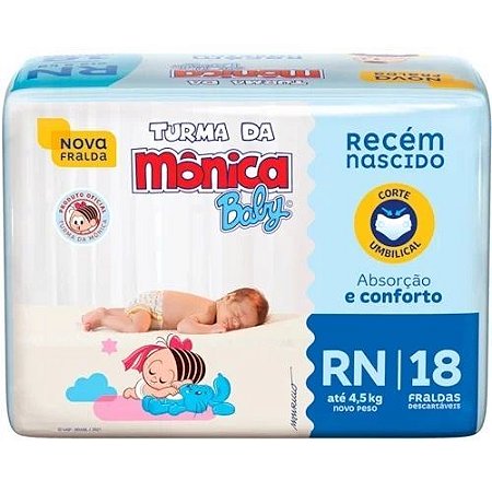 Fralda Turma da Mônica Baby RN com 18