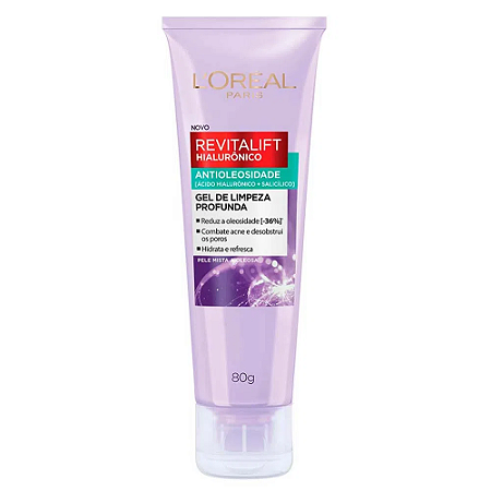 Revitalift Hialurônico L'Oréal Gel de Limpeza Facial Antioleosidade 80g