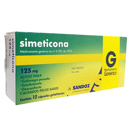 Simeticona 125 mg com 10 cápsulas