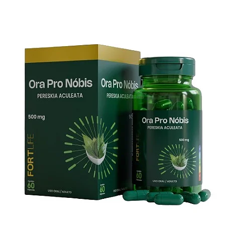 Fort Life ora pro nobis 500 mg com 60 cápsulas