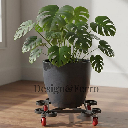 Suporte de chão com rodas – Torino - Preto Fosco