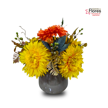 Arranjo Artificial ( Vaso de vidro Bege)