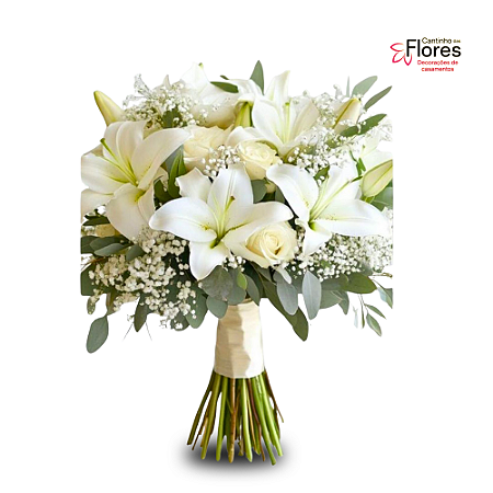 Buquê para Noivas em Lírios Brancos Naturais