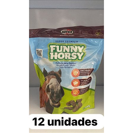 Funny Horse Petisco Para Equinos Super Premium 450g Kit 12 Unidades