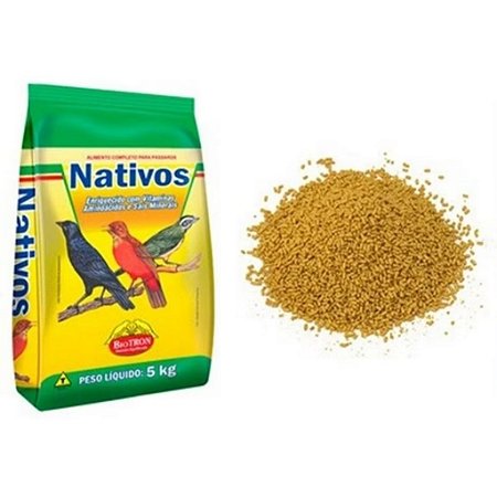 Nativos 5KG Ração Para Sábia, Pássaro Preto, Trinca Ferro e Outros Com Aroma de Banana