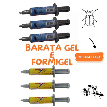 Kit 3 Formigel Mata Formiga 10g e 3 Baratagel Mata Barata 10g