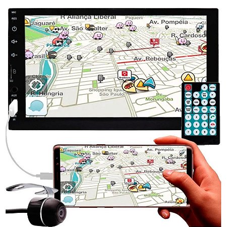 Central Multimídia 2 Din HT-3100 MP5 Bluetooth H-Tech Espelhamento Android e IOS Tela 7"