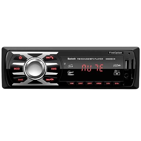 MP3 Player Automotivo First Option Bluetooth, USB e Aux Com Controle 6630BN