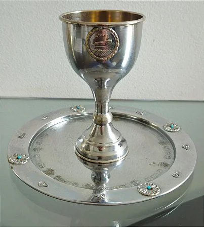 copo / cálice / taça p kidush / judaico / israel (antiguidade / raridade / relíquia / antiquário)