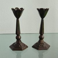 par de castiçais judaicos / israel / jerusalém (antiguidade / raridade / relíquia / antiquário)