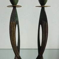 par de castiçais judaicos / israel / jerusalém (antiguidade / raridade / relíquia / antiquário)