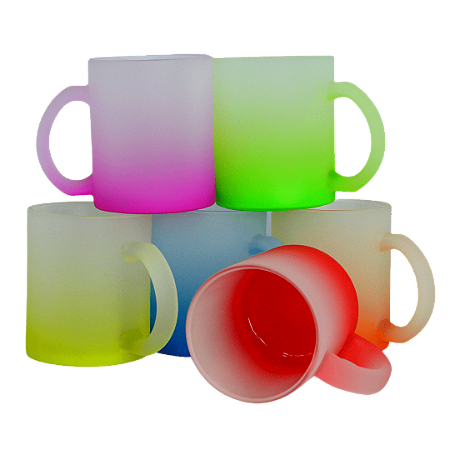 Caneca de Vidro Jateado para Sublimação Degrade