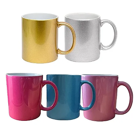 Caneca Metalizada Porcelana