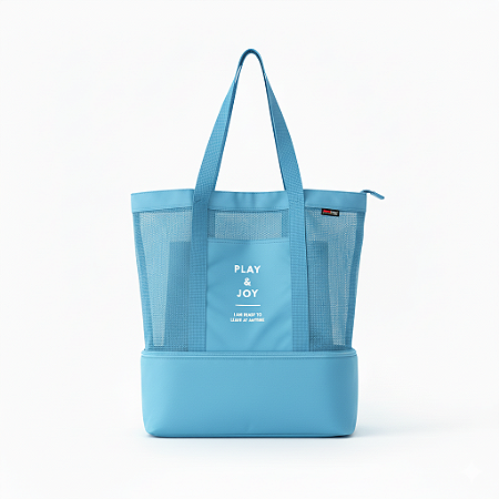 100136 - Bolsa Sacola de Praia Transparente Super Espaçosa - Azul